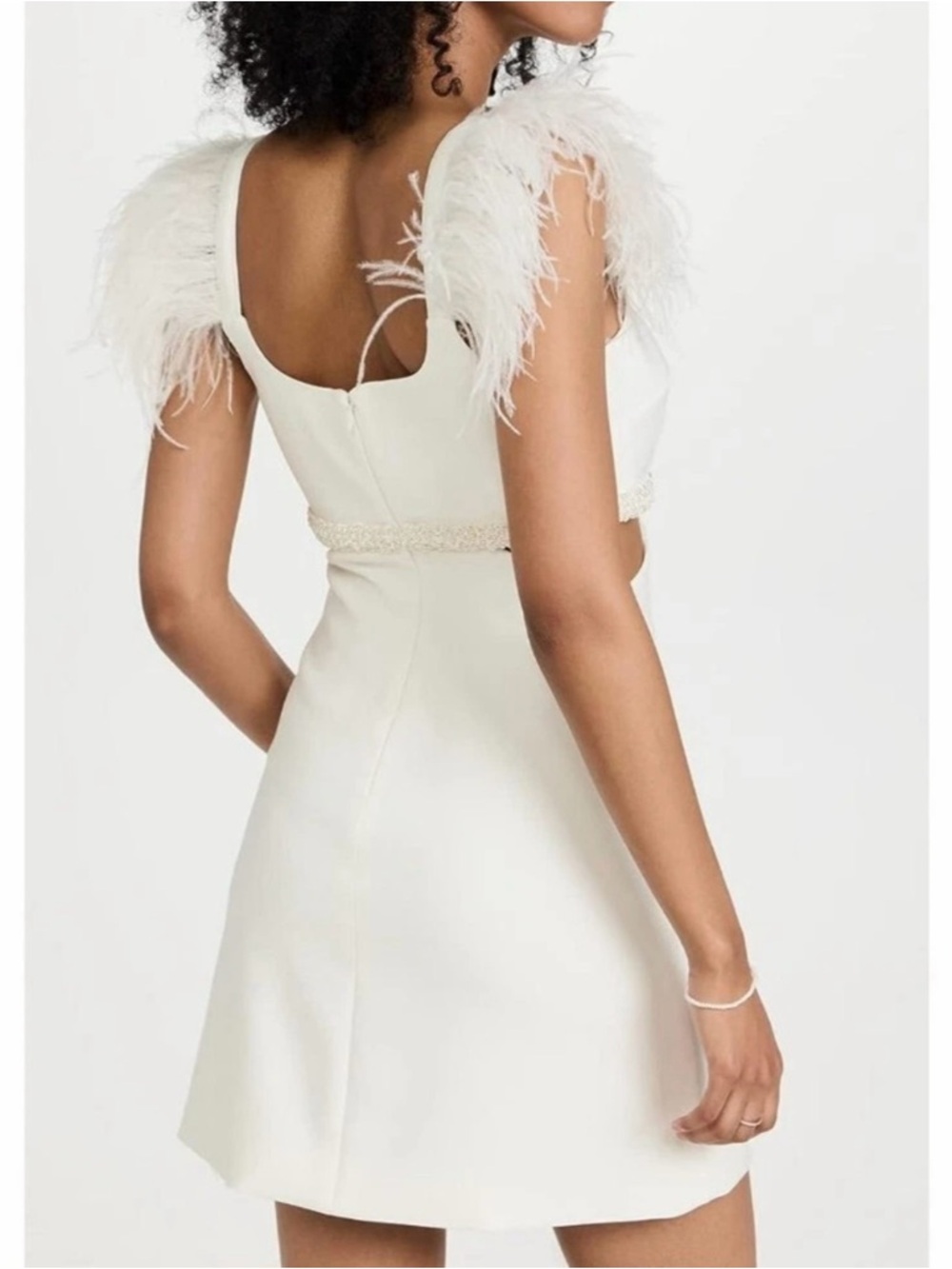 Likely Taliah Feather Pearl Beaded Cut Out Mini Dress - Picture 2 of 12